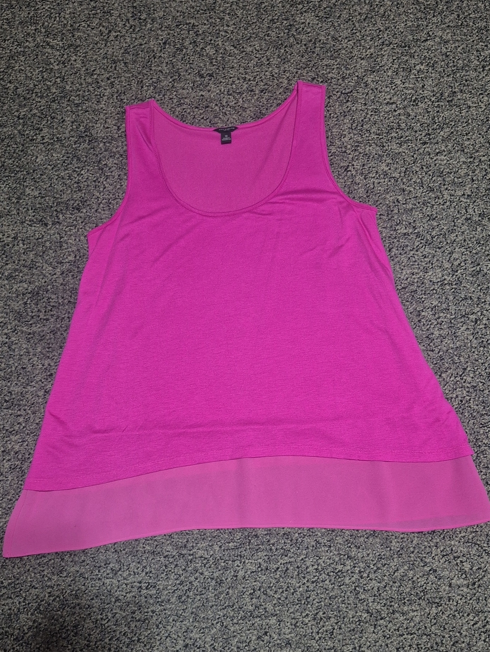 Ann Taylor Bright Fuchsia Scoop Neck Layered Hem Tank